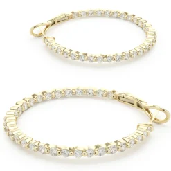 14 Karat Yellow Gold Diamond Inside Outside Hoop Earrings