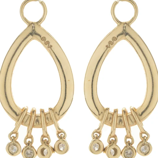 14 Karat Yellow Gold Diamond Pear Shape Drop Earring Enhancers
