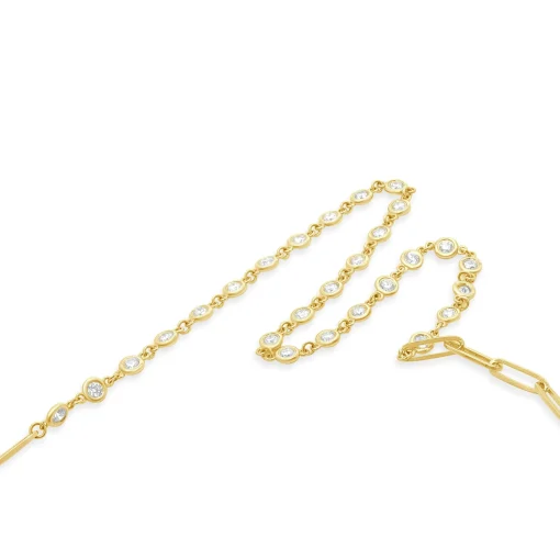 14 Karat Yellow Gold Diamonds By The Yard Paperclip Link Necklace