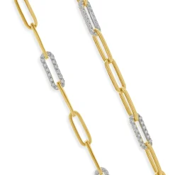 14 Karat Yellow Gold Diamond Paperclip Necklace