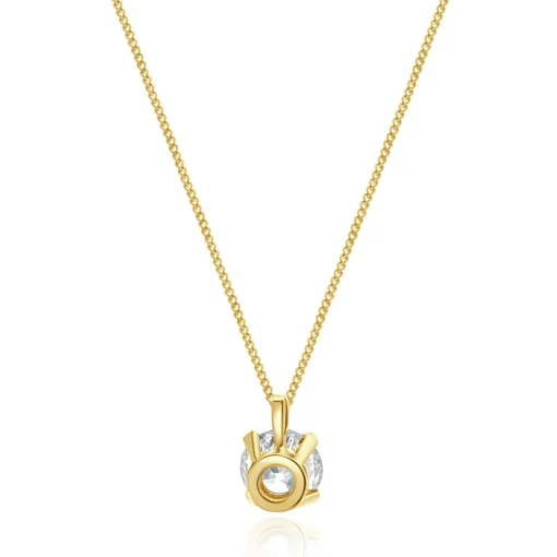 14 Karat Yellow Gold Diamond Solitaire Necklace