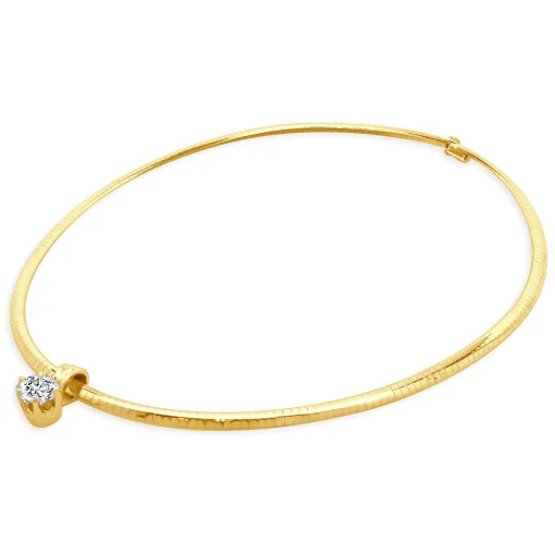 14 Karat Yellow Gold Diamond Solitaire Slide Necklace