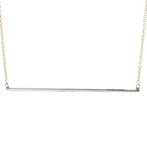 14 Karat Yellow Gold Diamond Bar Necklace