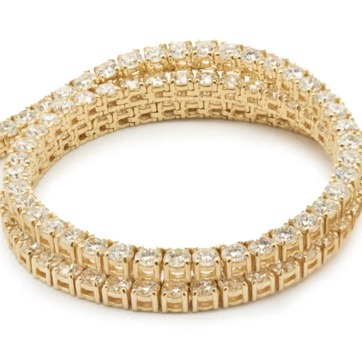18 Karat Yellow Gold Diamond Tennis Necklace