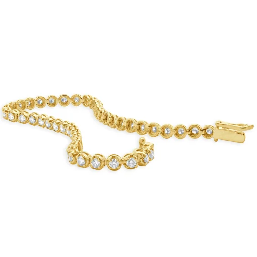 14 Karat Yellow Gold Diamond Tennis Bracelet