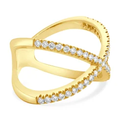 14 Karat Yellow Gold Diamond X Band