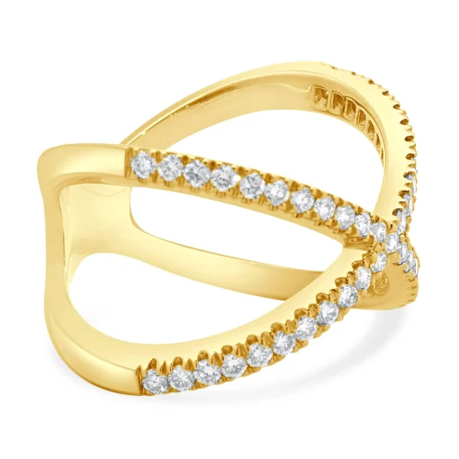 14 Karat Yellow Gold Diamond X Band