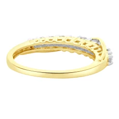 14 Karat Yellow Gold Diamond Cross Over Bar Band