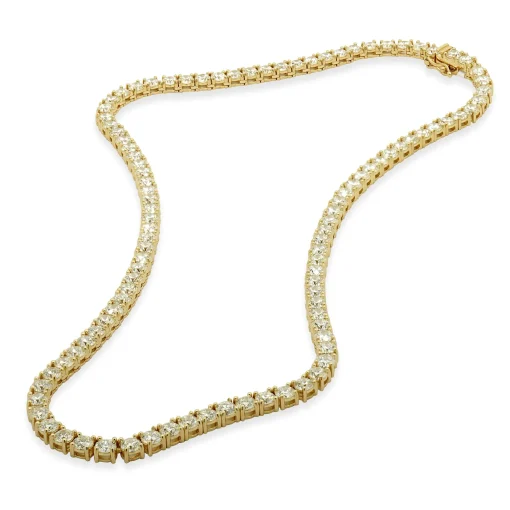 14 Karat Yellow Gold Diamond Inline Tennis Necklace