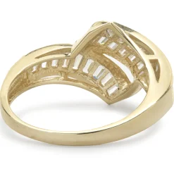 14 Karat Yellow Gold Diamond Baguette Waterfall Ring