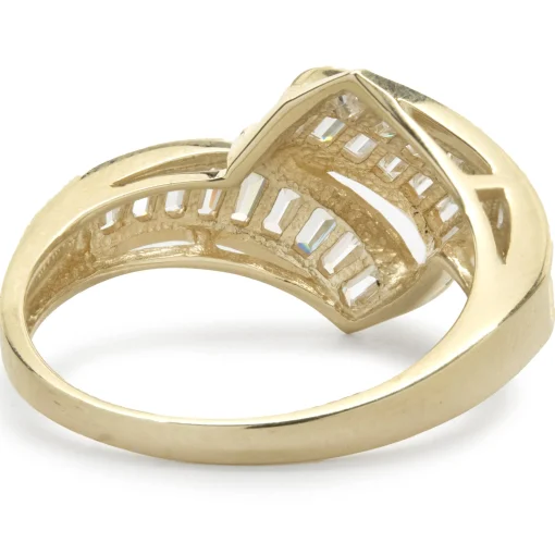 14 Karat Yellow Gold Diamond Baguette Waterfall Ring