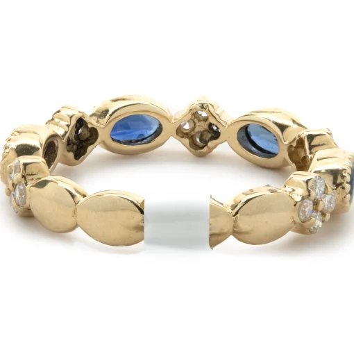 14 Karat Yellow Gold Diamond and Sapphire Star Band