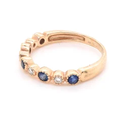 14 Karat Yellow Gold Diamond and Sapphire Band