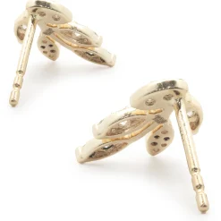 14 Karat Yellow Gold Diamond Floral Stud Earrings