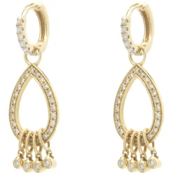 14 Karat Yellow Gold Diamond Pear Shape Drop Earring Enhancers