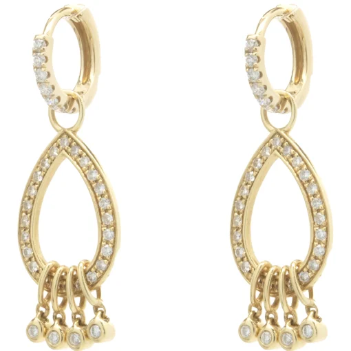 14 Karat Yellow Gold Diamond Pear Shape Drop Earring Enhancers