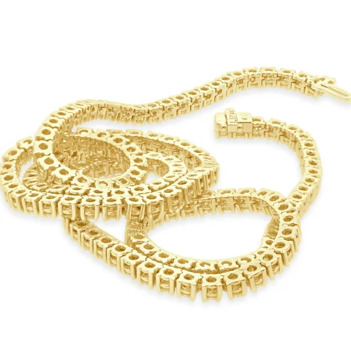 14 Karat Yellow Gold Diamond Inline Tennis Necklace