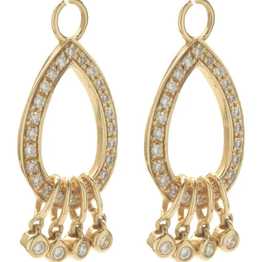 14 Karat Yellow Gold Diamond Pear Shape Drop Earring Enhancers