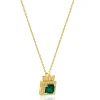 18 Karat Yellow Gold Emerald and Diamond Enhancer Necklace