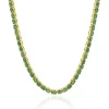 14 Karat Yellow Gold Emerald Inline Necklace