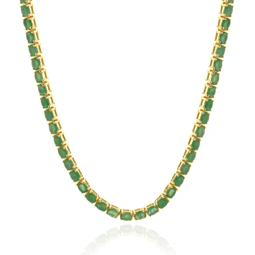 14 Karat Yellow Gold Emerald Inline Necklace