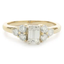 14 Karat Yellow Gold Emerald Cut Diamond Engagement Ring
