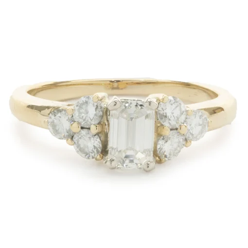 14 Karat Yellow Gold Emerald Cut Diamond Engagement Ring