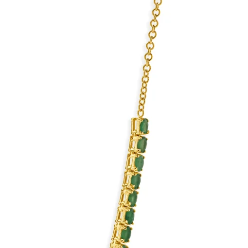 14 Karat Yellow Gold Emerald Inline Necklace