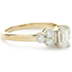 14 Karat Yellow Gold Emerald Cut Diamond Engagement Ring