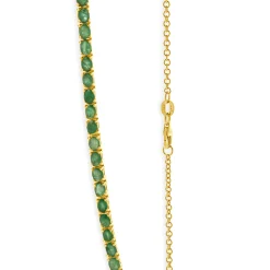 14 Karat Yellow Gold Emerald Inline Necklace