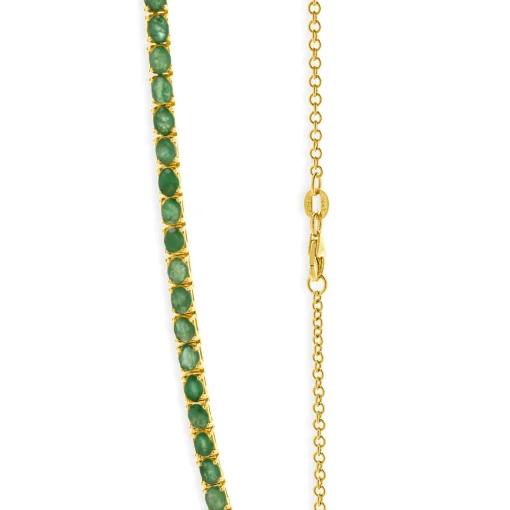 14 Karat Yellow Gold Emerald Inline Necklace