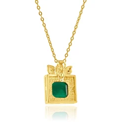 18 Karat Yellow Gold Emerald and Diamond Enhancer Necklace