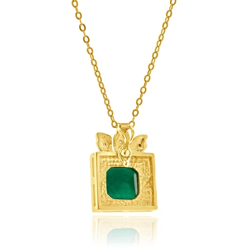 18 Karat Yellow Gold Emerald and Diamond Enhancer Necklace