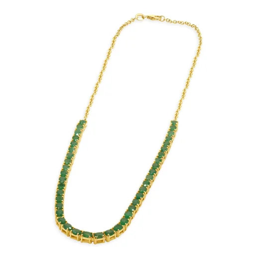 14 Karat Yellow Gold Emerald Inline Necklace