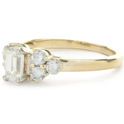 14 Karat Yellow Gold Emerald Cut Diamond Engagement Ring