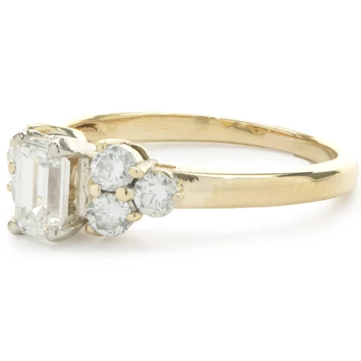 14 Karat Yellow Gold Emerald Cut Diamond Engagement Ring