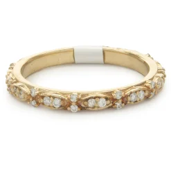 14 Karat Yellow Gold Filigree Diamond Band