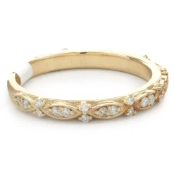 14 Karat Yellow Gold Filigree Diamond Band