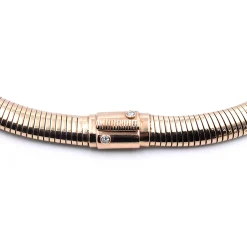 14 Karat Yellow Gold Flexible Omega Necklace with Diamonds