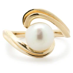 14 Karat Yellow Gold Freshwater Pearl Swirl Ring
