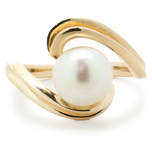 14 Karat Yellow Gold Freshwater Pearl Swirl Ring