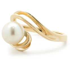 14 Karat Yellow Gold Freshwater Pearl Swirl Ring