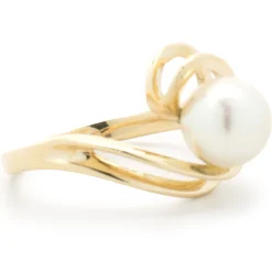 14 Karat Yellow Gold Freshwater Pearl Swirl Ring