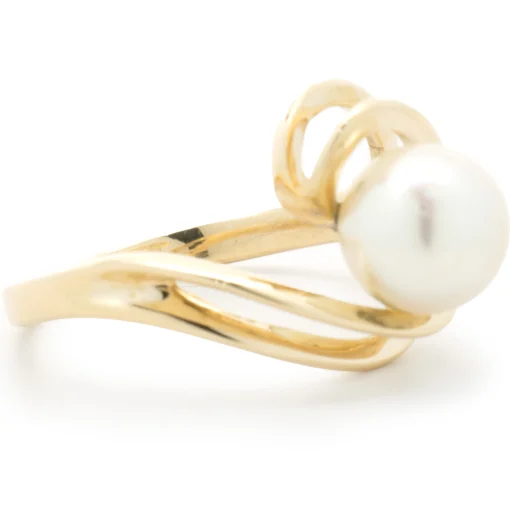 14 Karat Yellow Gold Freshwater Pearl Swirl Ring