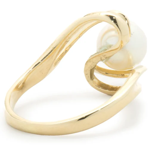 14 Karat Yellow Gold Freshwater Pearl Swirl Ring