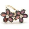 14 Karat Yellow Gold Garnet and Diamond Flower Ring