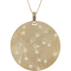 14 Karat Yellow Gold Hammered Diamond Sprinkle Disc Pendant