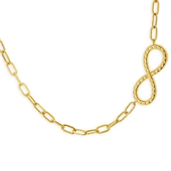 14 Karat Yellow Gold Infinity Diamond Necklace