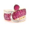 18 Karat Yellow Gold Invisible Set Pigeons Blood Ruby and Diamond Ring