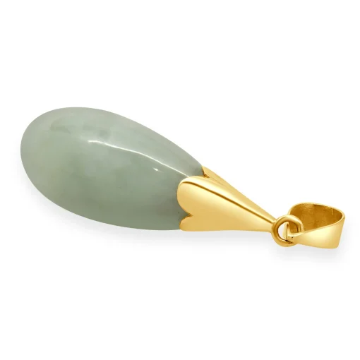 14 Karat Yellow Gold Jade Pendant